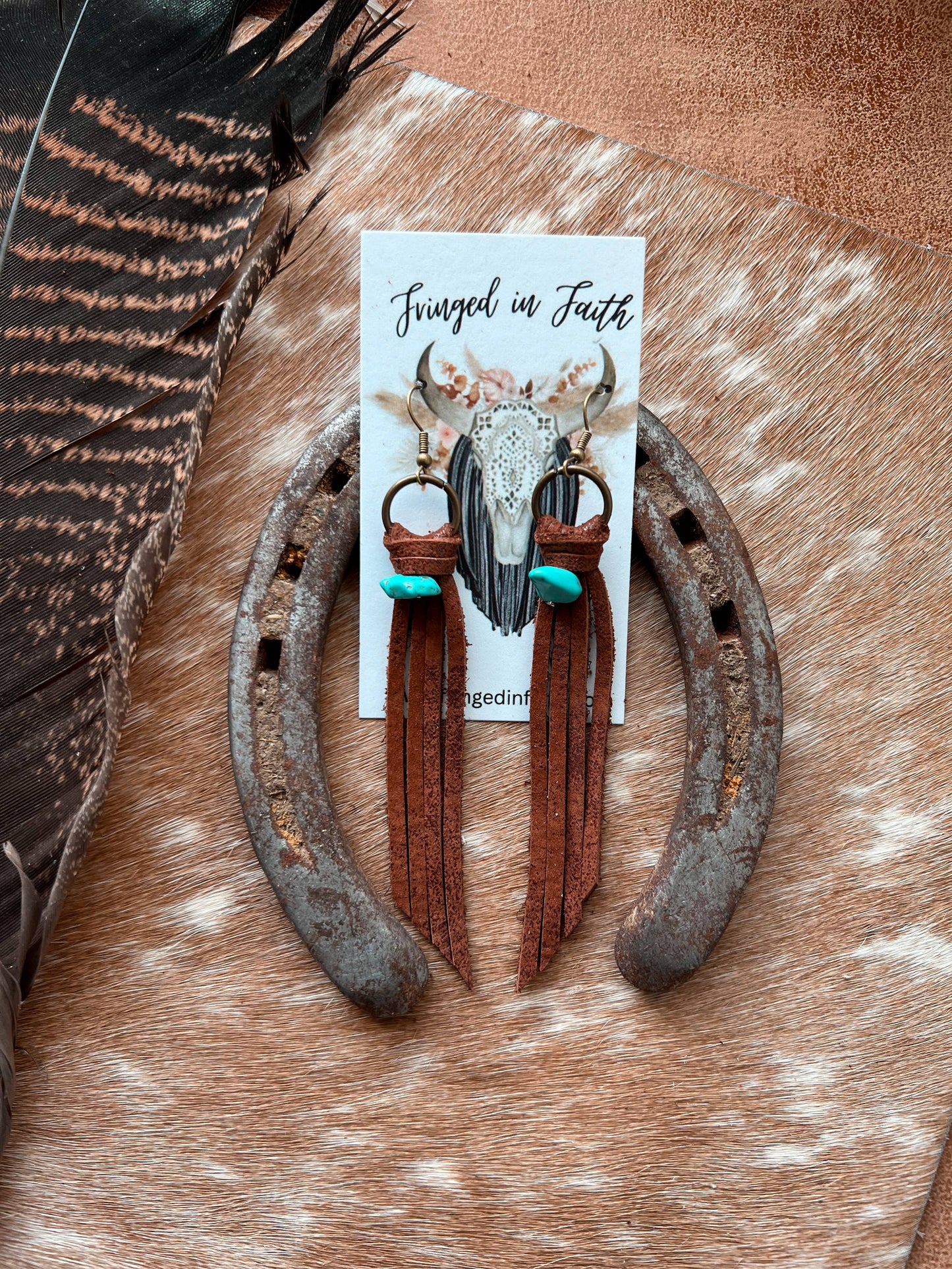 Darby Brown Leather Tassel Earrings
