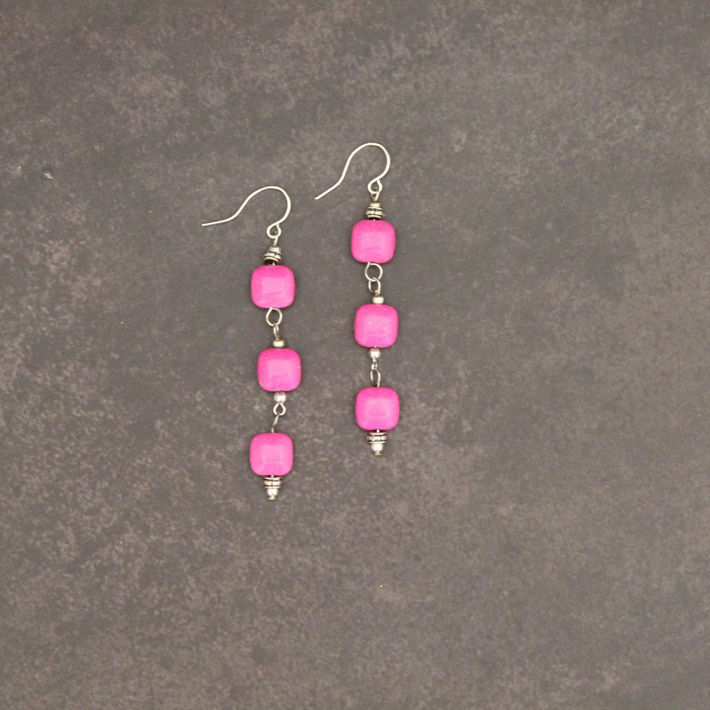 All Stacked Up! Pink Howlite Earrings