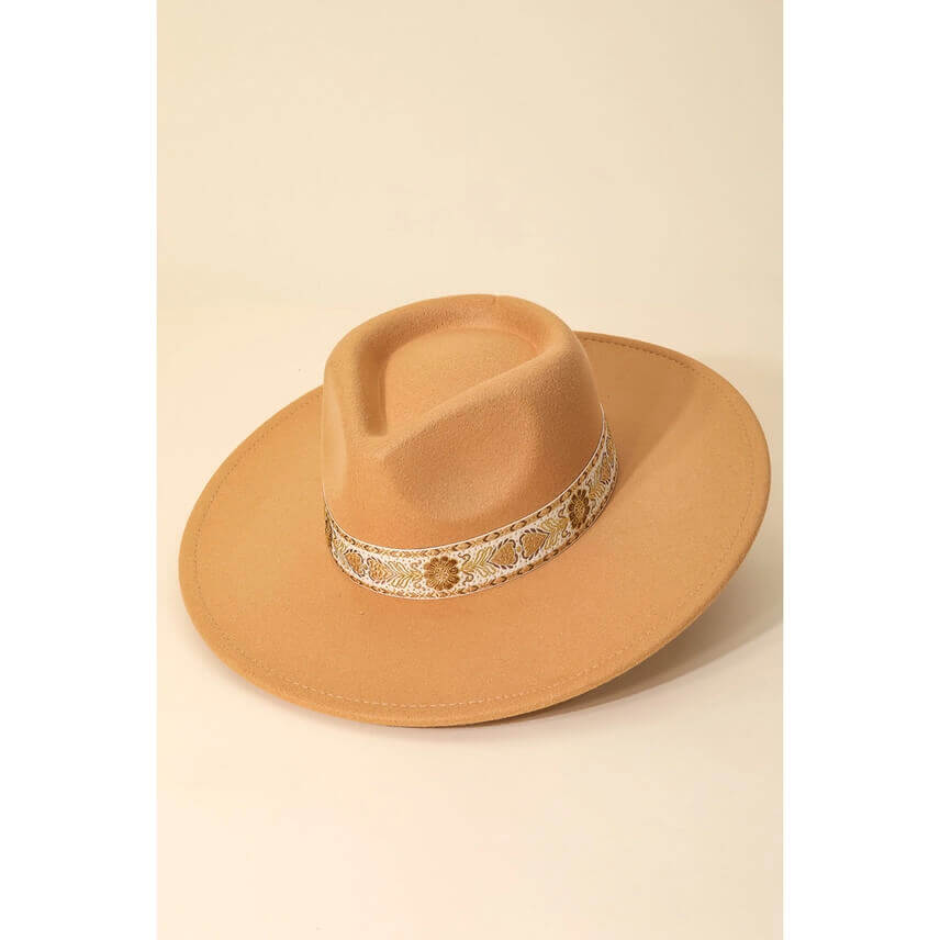 Embroidered Fashion Fedora Hat