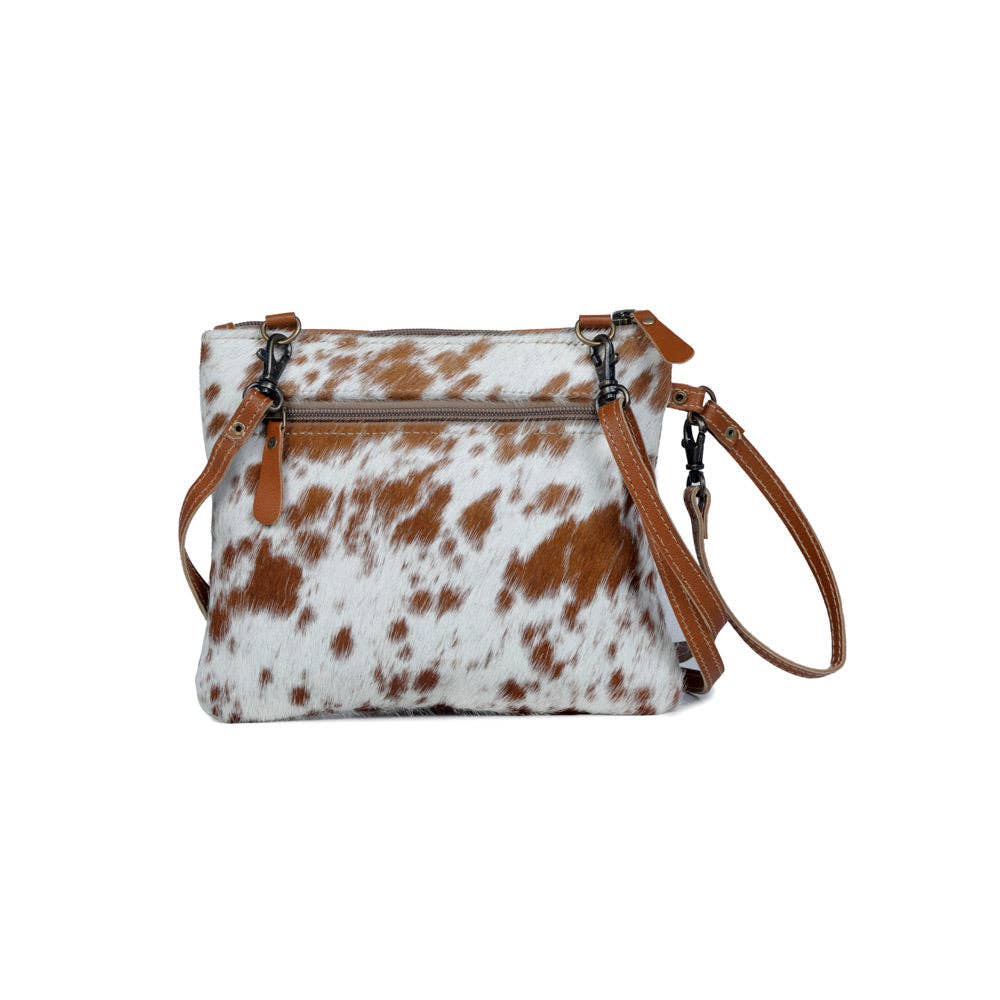 Ornate Brown Leather & Hide Western Style Handbag