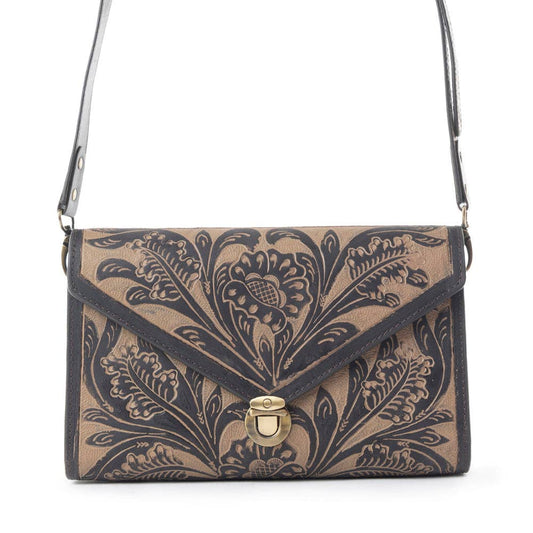 Lark Hand Tool Ladies Western Purse with intricate floral design and elegant clasp, perfect accessory for any occasion.