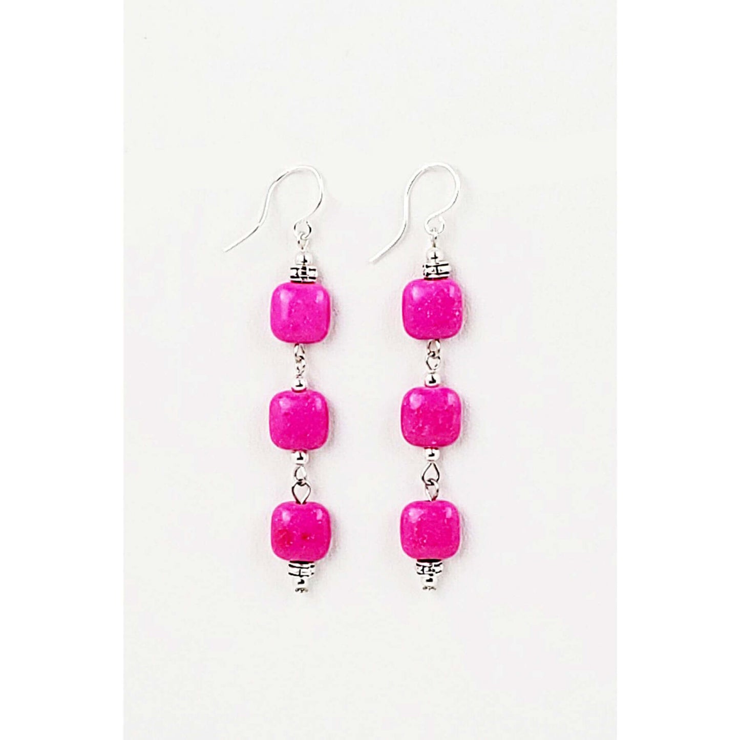 All Stacked Up! Pink Howlite Earrings