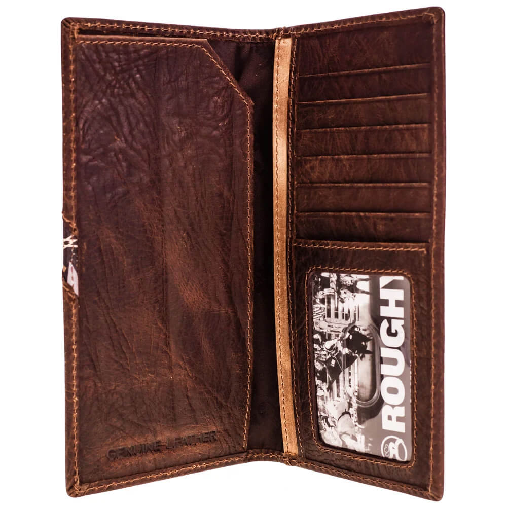 Brown leather wallet with card holder on a white background