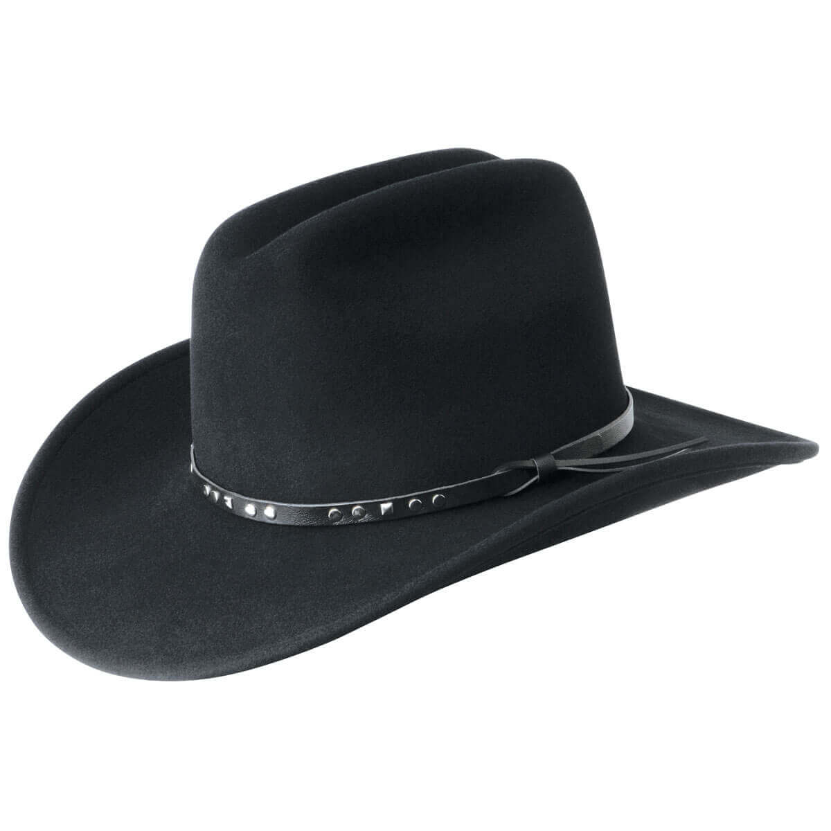 Chisolm Western Crushable Felt Cowboy Hat with studded leather band and comfortable cloth sweatband.