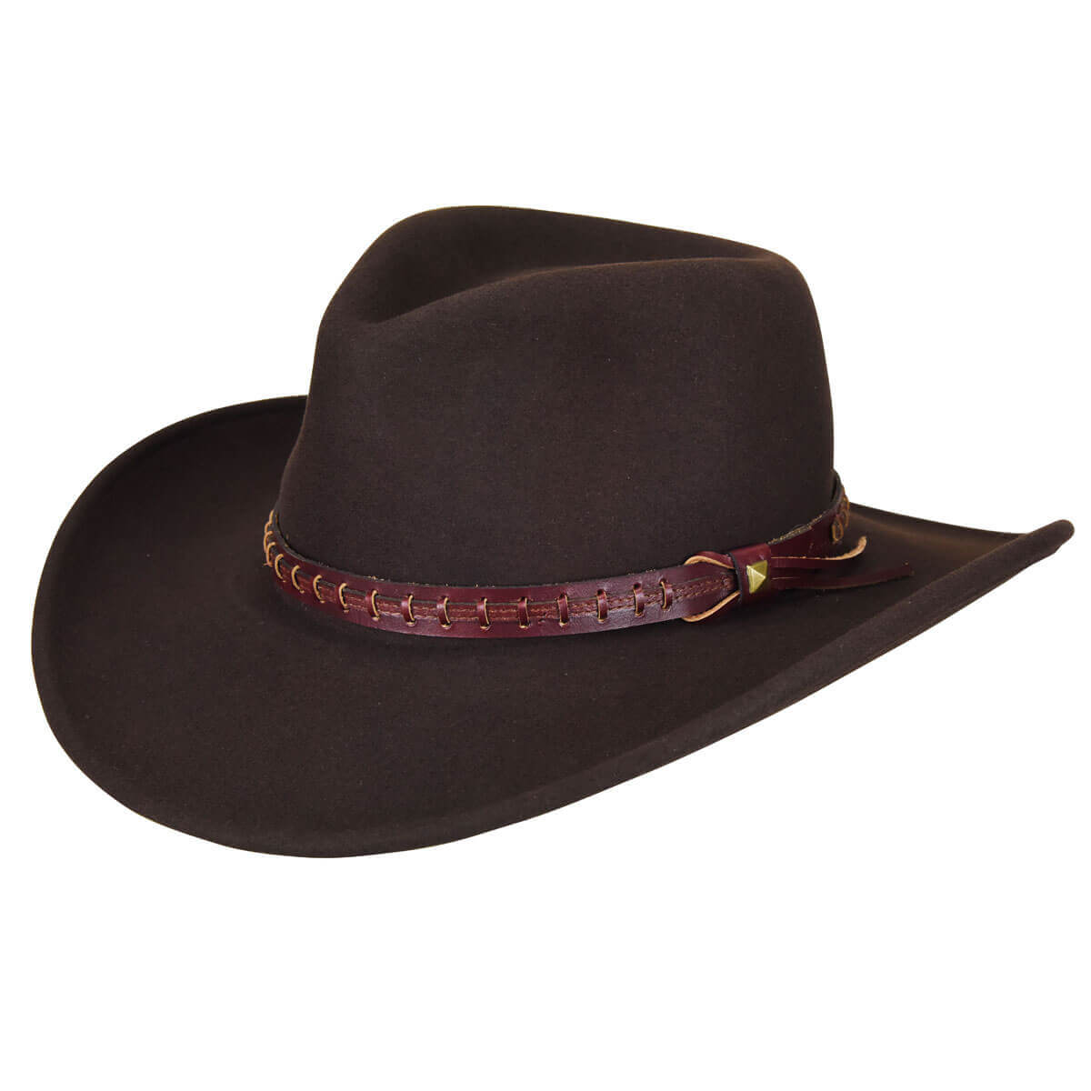 Crushable Wool Firehole Western Felt Hat with leather hatband and lace trim, water-repellent and durable, made in the U.S.A.