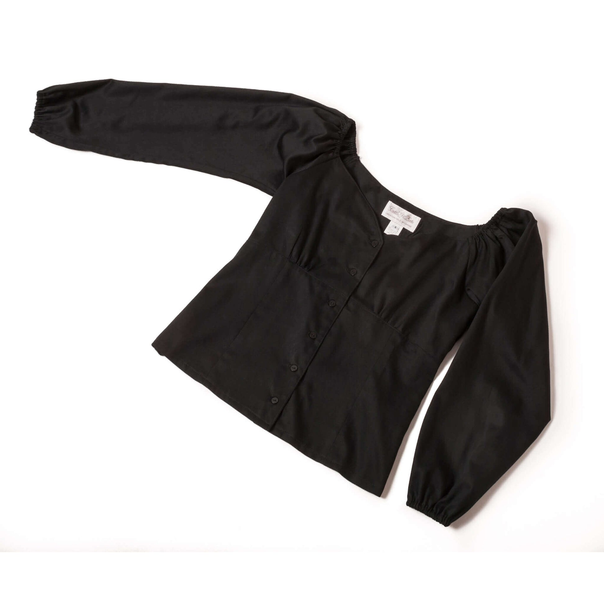Elegant Mesa Cowgirl Western Blouse in black with sweetheart neckline and long sleeves for a stylish look.
