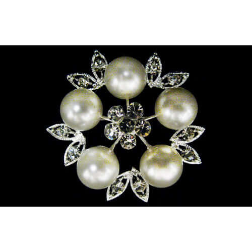 Pearl Flower Vintage Wedding Brooch featuring pearl and leaf designs, perfect for weddings and special occasions.