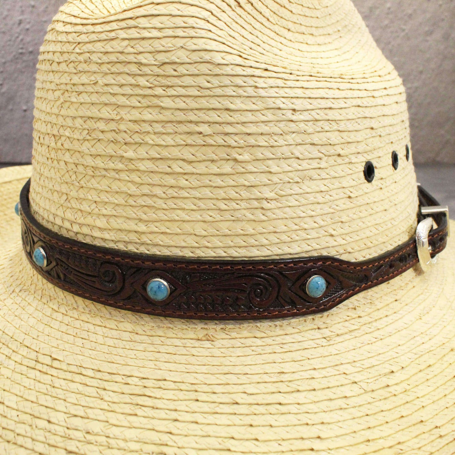 Turquoise Stud Leather Western Hatband