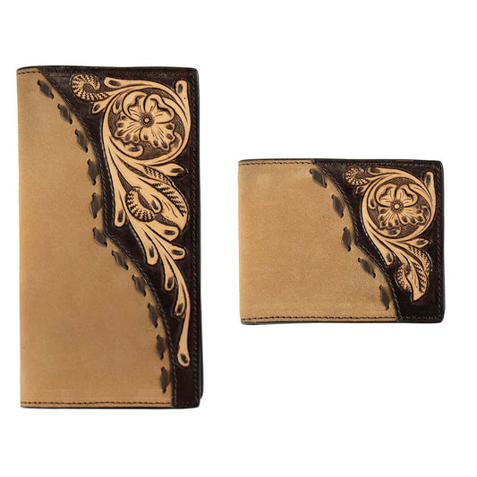 Western Wallet Roughout Overlay Tan
