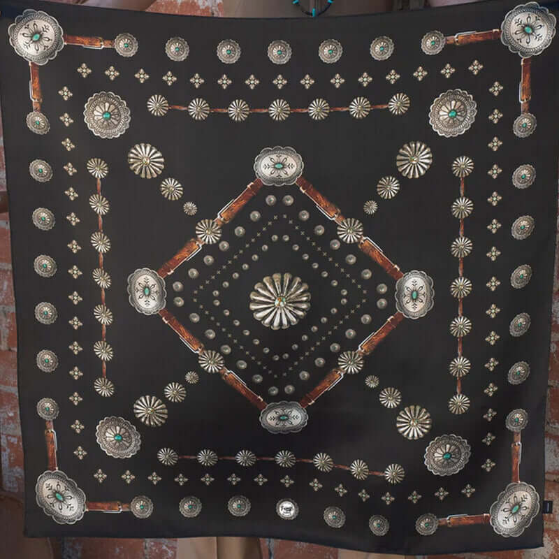 Western Concho Print Silk Scarves