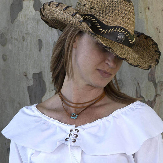 Open Clover Turquoise Cowgirl Necklace