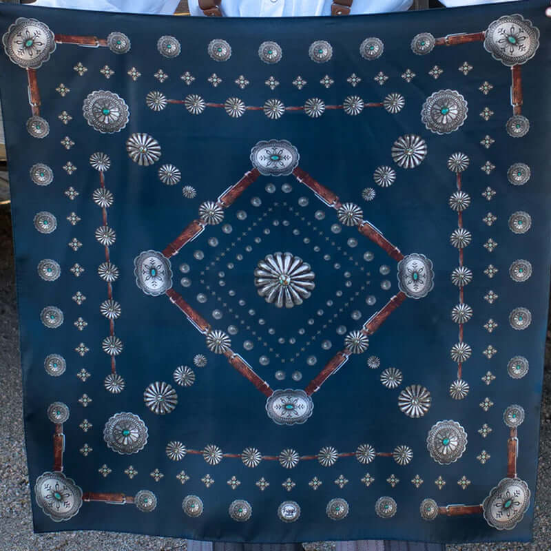 Western Concho Print Silk Scarves